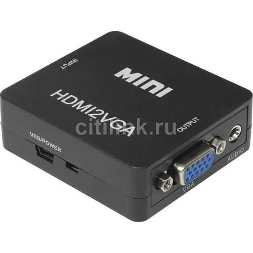 Переходник аудио-видео PREMIER 5-983M, HDMI (f) - VGA (f), Jack 3.5 (f), черный