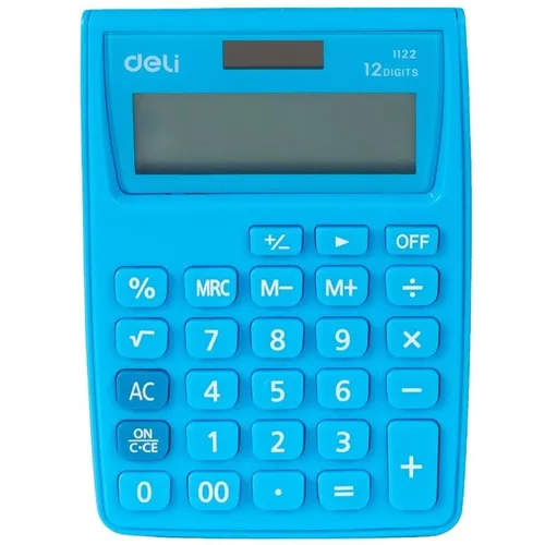 Калькулятор Deli E1122/BLUE, 12-разрядный, синий