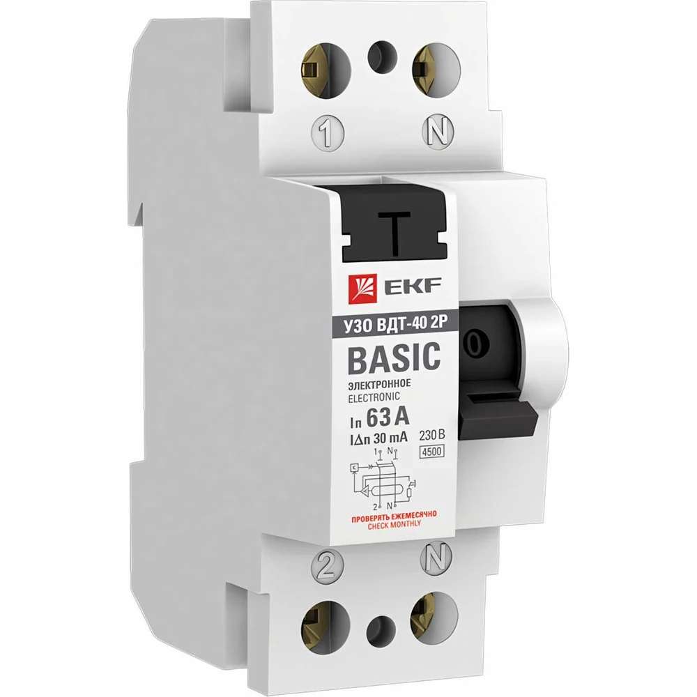 Электронное устройство защитного отключения EKF Basic ВДТ-40 elcb-2-63-30e-sim