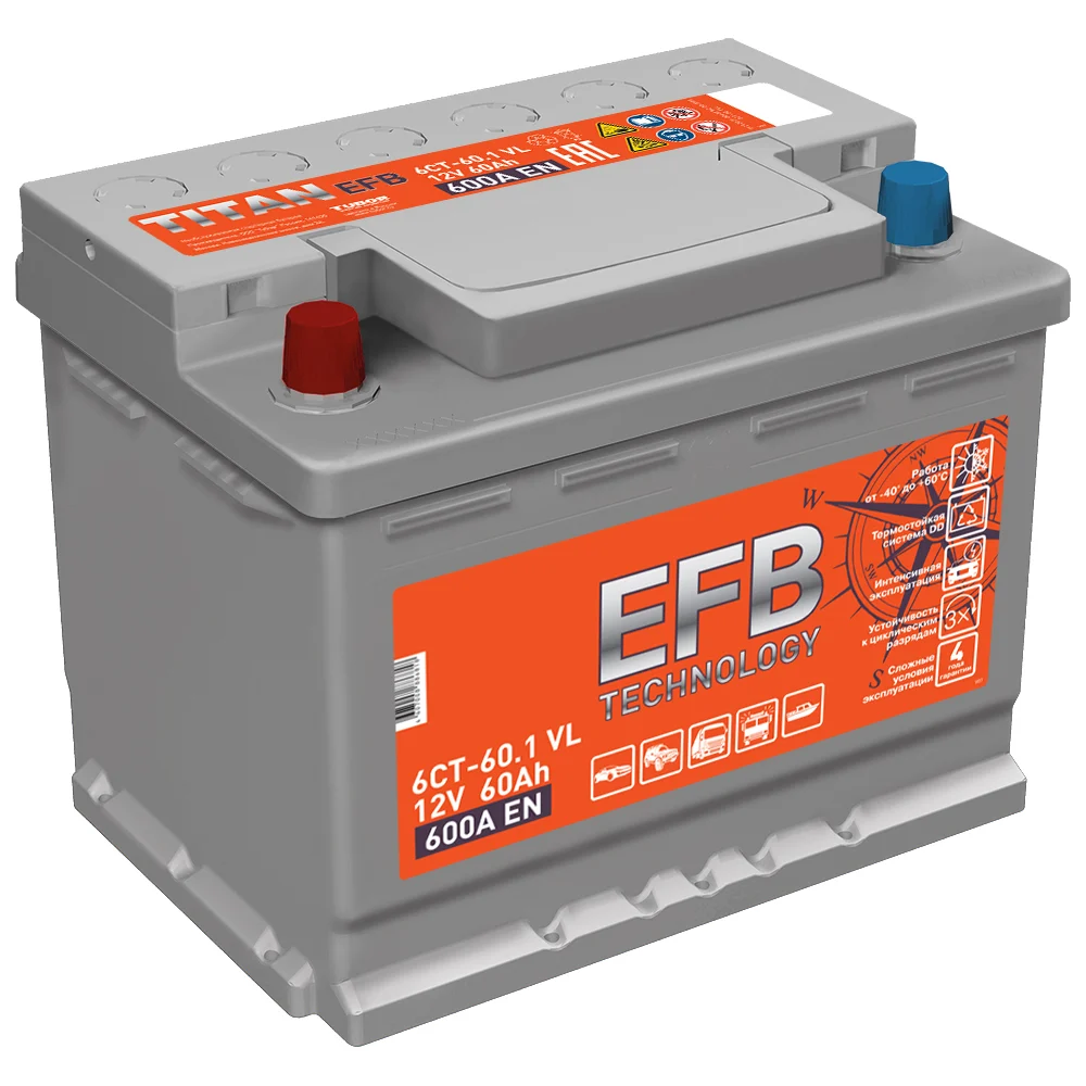 Аккумулятор TITAN EFB 60.1 VL 4607008886818