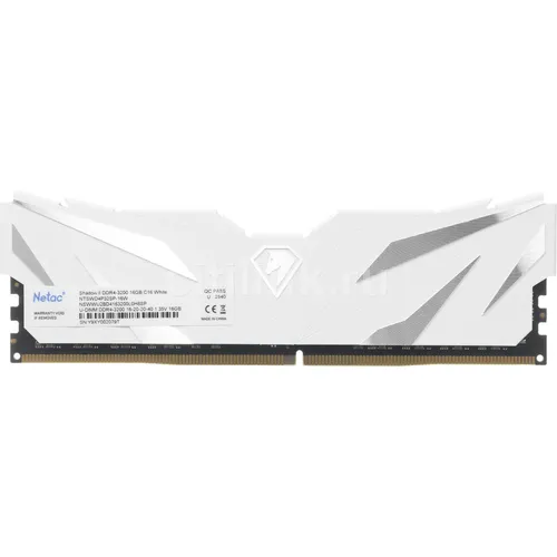 Оперативная память NETAC Shadow II NTSWD4P32SP-16W DDR4 - 1x 16ГБ 3200МГц, DIMM, White, Ret