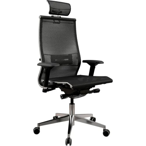 Кресло МЕТТА Samurai S-3, сетка, до 150кг, синхромеханизм, регулируемые 4D подлокотники, черный/черный