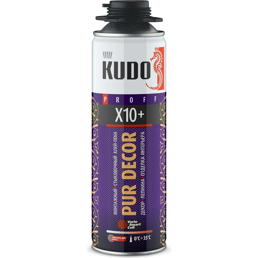 Монтажный и стыковочный клей-пена KUDO PUR DECOR Х10+ KUPP06B10HC