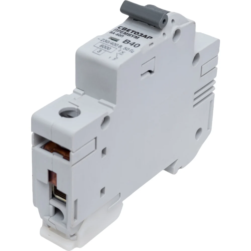 Автомат СВЕТОЗАР Премиум 1п, B, 40A, 6кА, 230/400В SV-49011-40-B