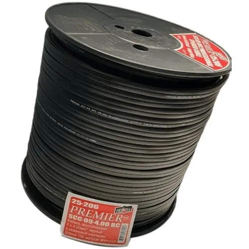Кабель акустический PREMIER SCC-09 BC, 2х4 кв.мм, медный, 100м, черный [25-206 100]