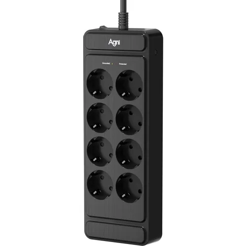 Сетевой фильтр AGNI TP-FS8E, 2м, черный [tp-fs8e-2m-black]