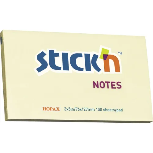 Блок самоклеящийся бумажный STICK`N 21009, 76x127, 100 л, пастель, желтый 12 шт./кор.