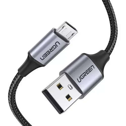 Кабель UGREEN US290, micro USB (m) - USB (m), 0.5м, 2A, черный / серый [60145]
