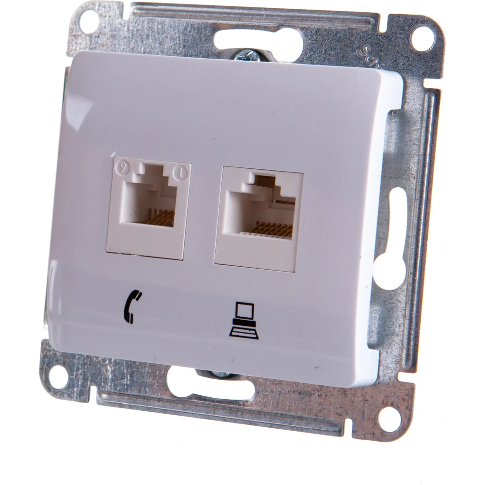 Двухместный механизм розетки Systeme Electric Glossa GSL000185