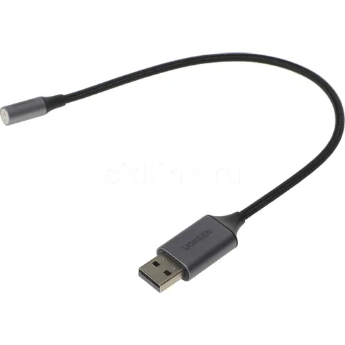 Кабель аудио UGREEN CM477, USB Type-A (m) - Jack 3.5 (f), 0.25м, серый [30757]