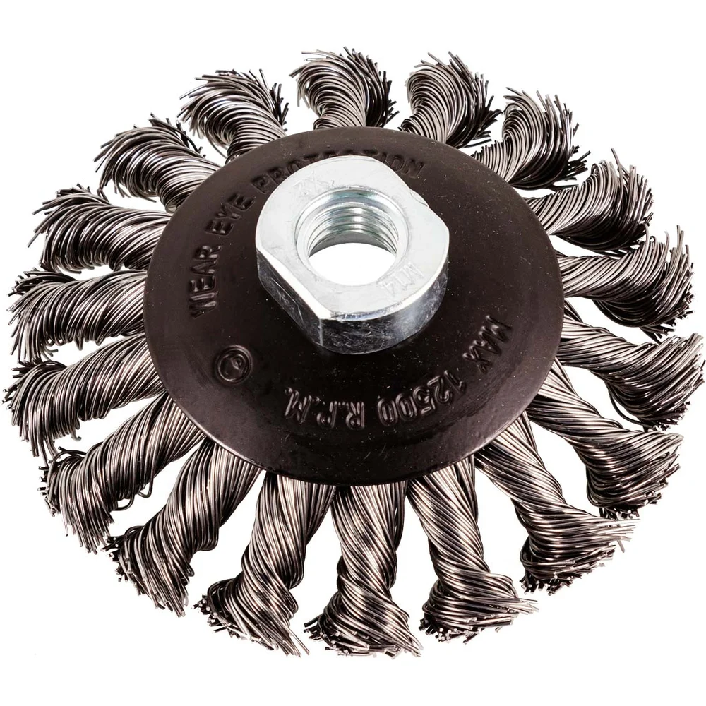 Стальная витая дисковая кордщетка для ушм Rockforce RF-BWD104(29081)