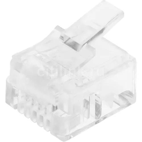 Коннектор LanMaster TWT-PL12-6P4C/100 UTP кат.3 RJ12 прозрачный (упак.: 100шт)