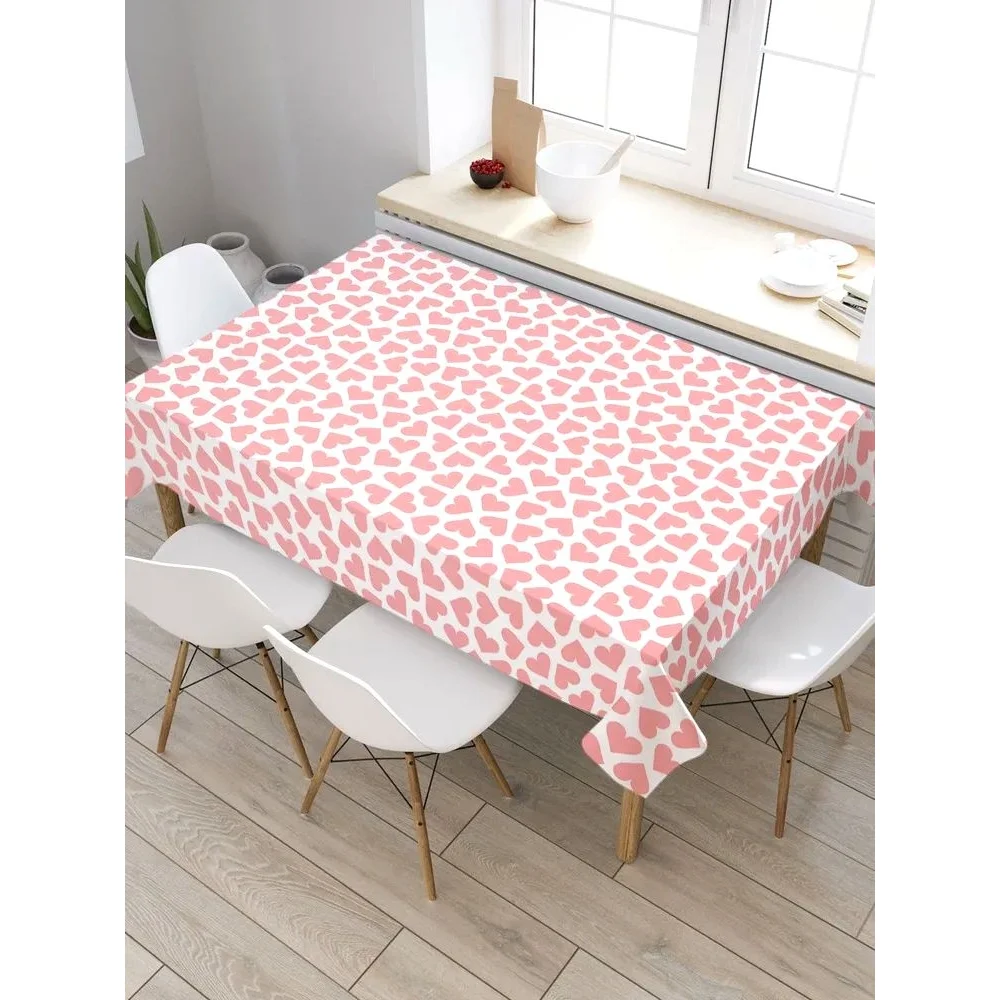 Прямоугольная водоотталкивающая скатерть на стол JOYARTY Pink heart tcox_422650_120x145
