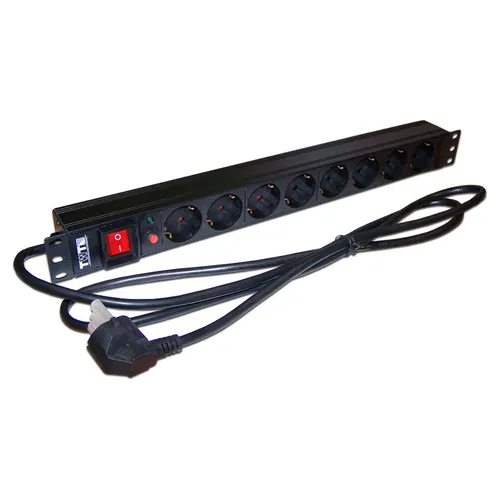 Блок распределения питания LanMaster TWT-PDU19-16A8P-3.0, горизонт.размещ., SchukoХ8, Тип вход. тока 16A, 3м