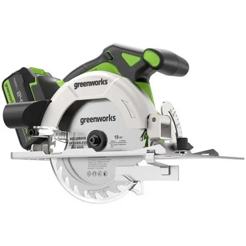 Циркулярная пила GREENWORKS GD24CS165, 165мм, аккумуляторная, 24В, с 1 АКБ, с ЗУ [1501607cug]
