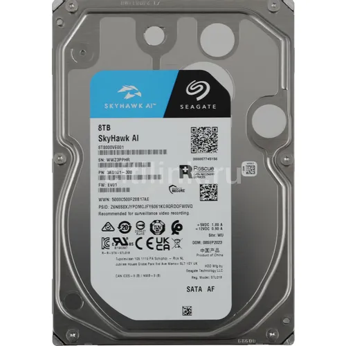 Жесткий диск Seagate SkyHawkAI ST8000VE001, 8ТБ, HDD, SATA III, 3.5"