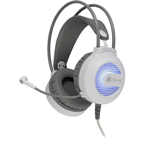 Гарнитура игровая Oklick HS-L300G, для компьютера, мониторные, проводные, белый [1796952]
