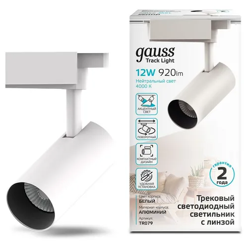Светильник GAUSS TR079, 4000К, белый нейтральный, белый