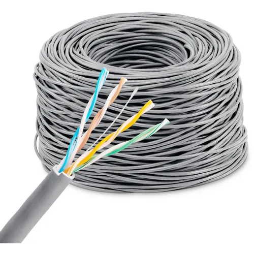 Кабель сетевой KINGPRICE KP-utp-c5e-0.5mm-cca-305m UTP, кат.5E, 305м, 4 пары, 24AWG, 0.5мм, 0.5мм, алюминий омедненный, одножильный, серый