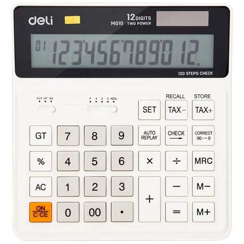 Калькулятор Deli EM01010, 12-разрядный, белый