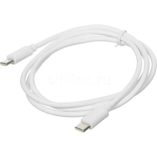 Кабель Buro USB Type-C (m) - USB Type-C (m), 1м, 3A, белый [pd15w]