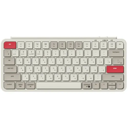 Клавиатура KEYCHRON B1 Pro, беспроводная, USB, Bluetooth/Радиоканал, ножничная, бежевый/красный [b1p-k13]