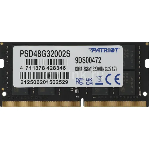 Оперативная память Patriot Signature PSD48G32002S DDR4 - 1x 8ГБ 3200МГц, для ноутбуков (SO-DIMM), Ret