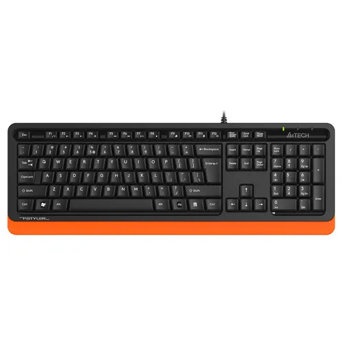 Клавиатура A4TECH Fstyler FKS10, проводная, USB, мембранная, черный/оранжевый [fks10 orange]