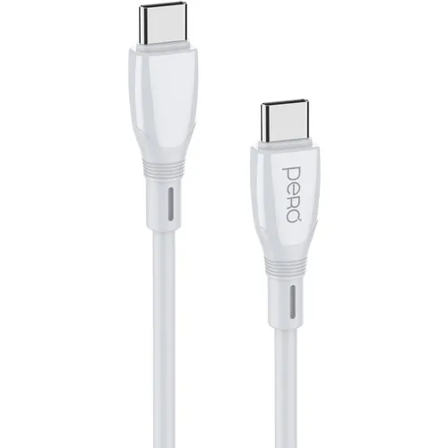 Кабель PERO DC-11, USB Type-C (m) - USB Type-C (m), 1м, 3A, белый