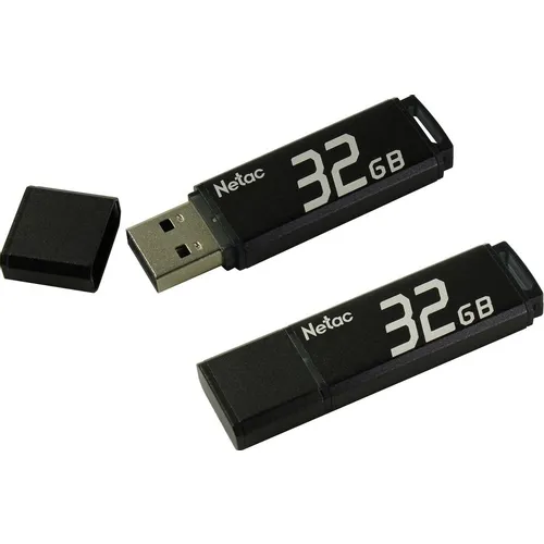 Флешка USB NETAC U351 32ГБ, USB2.0, серый [nt03u351n-032g-20bk]