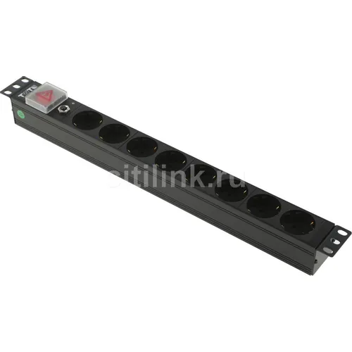 Блок распределения питания LanMaster TWT-PDU19-10A8P , горизонт.размещ., SchukoХ8, Тип вход. тока 10A