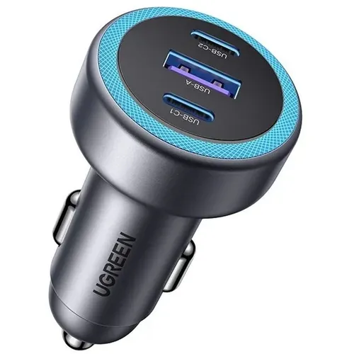 Автомобильное зарядное устройство UGREEN EC307, USB-A, 2xUSB-C, 30Вт, 4A, серый [45843]