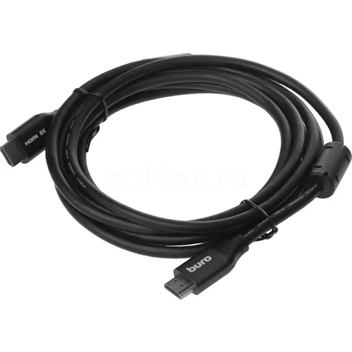 Кабель аудио-видео Buro HDMI (m) - HDMI (m), ver 2.1, 3м, GOLD, ф/фильтр, черный [bhp-hdmi-2.1-3g]