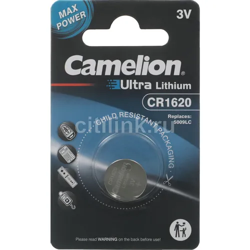 CR1620 Батарейка CAMELION Lithium CR1620-BP1, 1 шт.