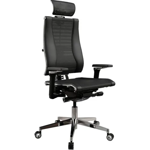 Кресло руководителя МЕТТА Yoga 4DF B2-14D - YM93+Infinity, сетка/экокожа, до 150кг, мультиблок, регулируемые 5D подлокотники, черный/черный