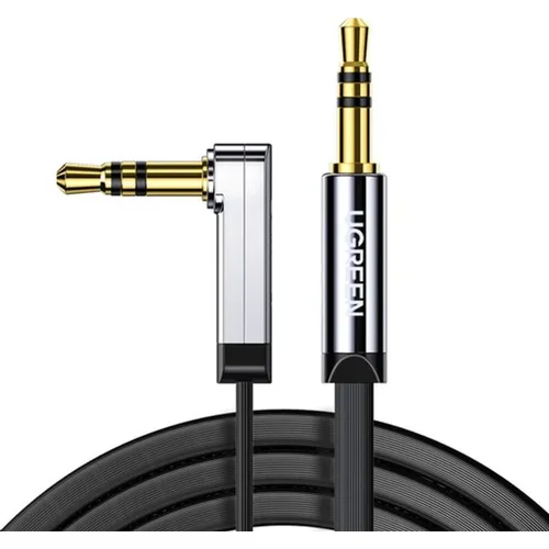 Кабель аудио UGREEN AV119, Jack 3.5 (m) - Jack 3.5 (m) (Г-образный), 2м, ф/фильтр, черный [10599]