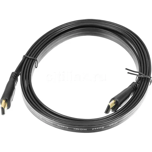 Кабель аудио-видео Buro HDMI 1.4 Flat, HDMI (m) - HDMI (m), ver 1.4, 2м, FLAT, черный [bhp hdmi 2]