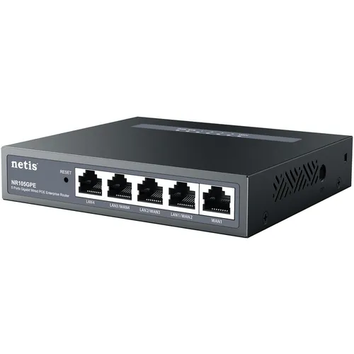 Маршрутизатор Netis NR105GPE, 1 LAN, 3 WAN/LAN, черный