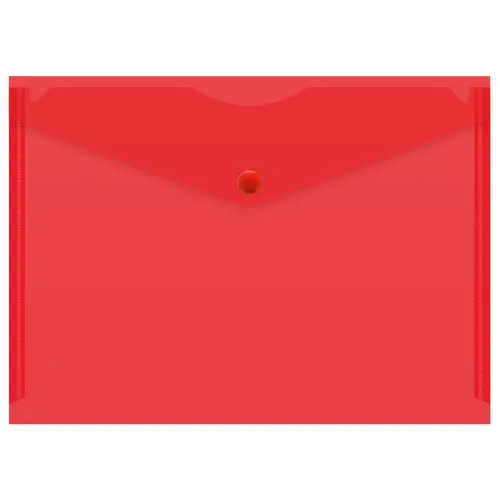 Конверт на кнопке Бюрократ -PK804A5RED, A5 пластик, 0.18мм, красный 10 шт./кор.