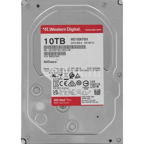 Жесткий диск WD Red Pro WD103KFBX, 10ТБ, HDD, SATA III, 3.5"