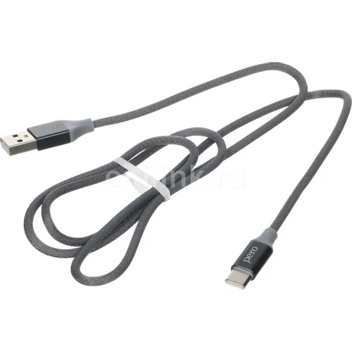 Кабель PERO DC-02, USB Type-C (m) - USB (m), серый [prdc-02tc1mgr]