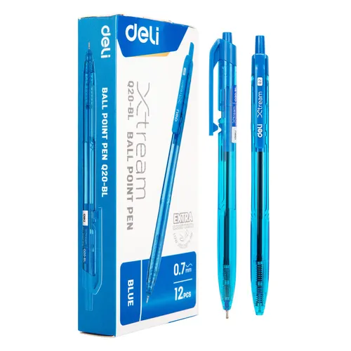 Упаковка ручек шариковых Deli X-tream EQ20-BL автоматическая корп.синий d=0.7мм чернила синий 12 шт./кор.
