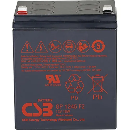 Аккумуляторная батарея CSB GP1245 (12V16W) для ИБП, 12В, 4.5Ач