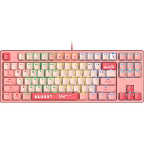 Клавиатура A4TECH Bloody S87 Energy, проводная, USB, механическая, розовый [s87 usb energy pink]