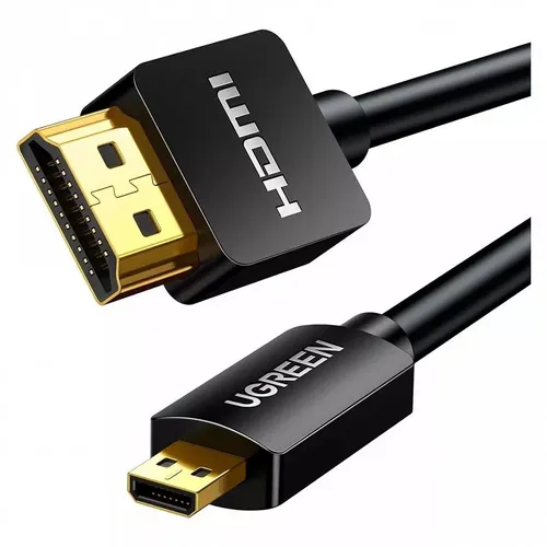 Кабель аудио-видео UGREEN HD127, Micro HDMI (m) - HDMI (m), 3м, GOLD, ф/фильтр, черный [30104]