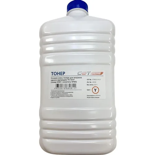 Тонер CET NF6Y/NF6D, для Konica Minolta Bizhub C224/284/364, желтый, 527грамм, бутылка, девелопер