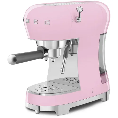 Кофеварка SMEG ECF02PKEU, рожковая, розовый /серебристый
