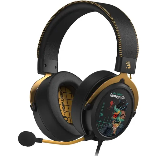 Гарнитура игровая A4TECH Bloody M595 Renegade, для компьютера, мониторные, проводные, черный / рисунок