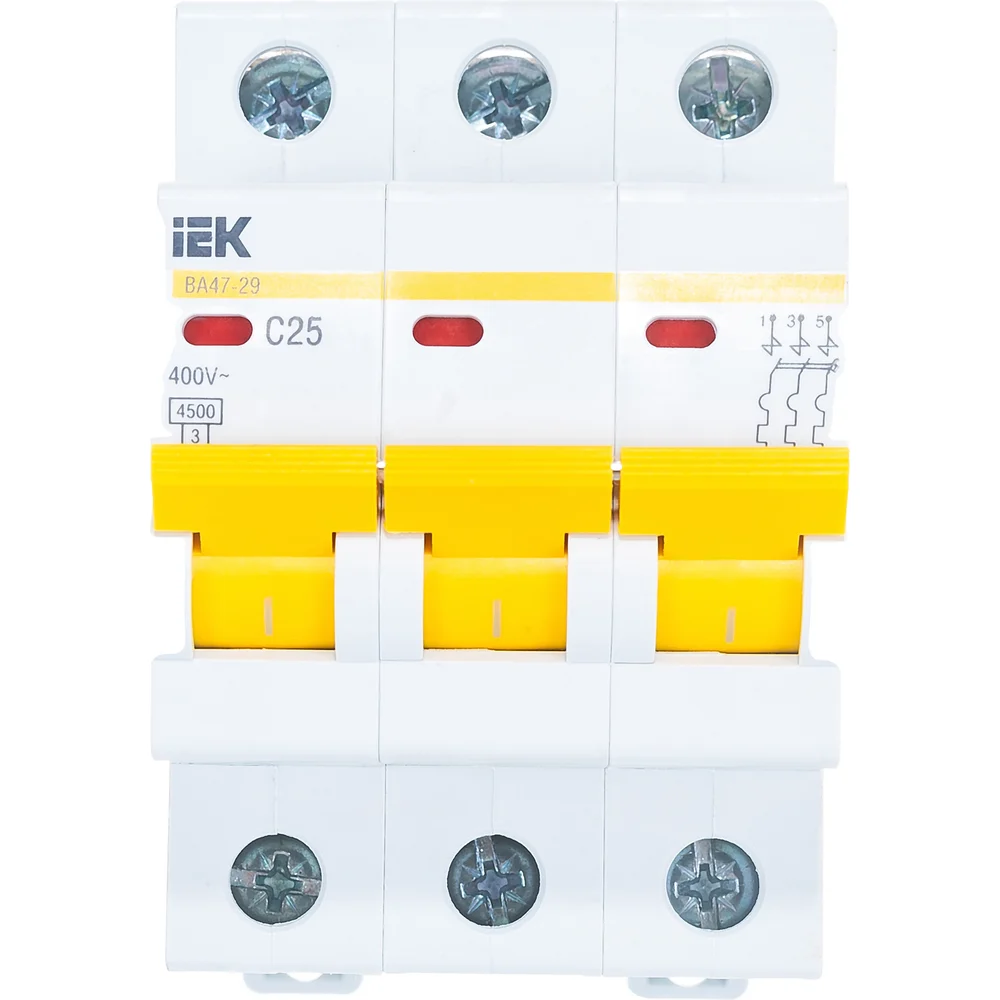 Автомат IEK ВА47-29 3п, 25А, C, 4.5кА MVA20-3-025-C