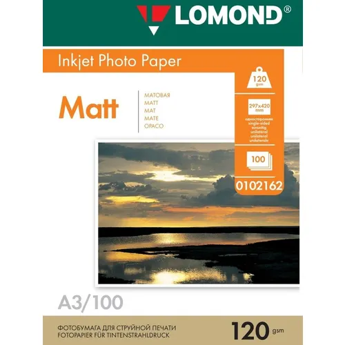 Фотобумага Lomond A3, для струйной печати, 100л, 120г/м2, белый, покрытие матовое [0102162]